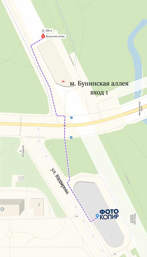 Типография у метро Бунинская аллея на карте